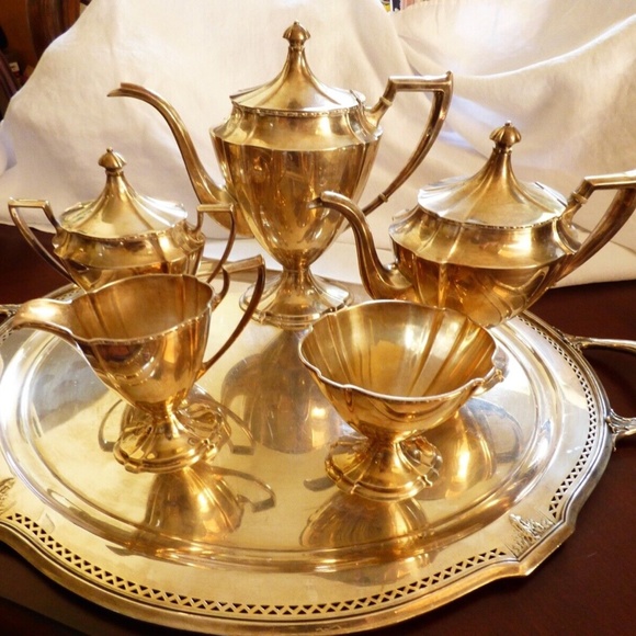 VTG Sheffield Pairpoint Silver plate 5 pc set Coffee Tea pot sugar bowl creamer - Picture 8 of 10